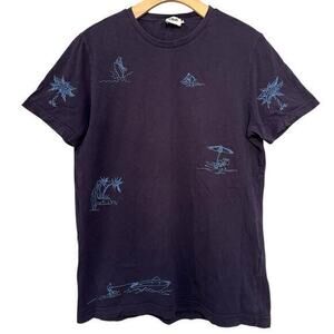Beymen Club Men’s Size M Navy Blue Embroidered Boat Surfboard Palm Tree T-Shirt